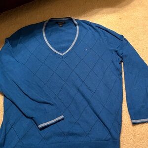 Women’s Tommy Hilfiger Blue V-Neck Sweater - Size 2XL